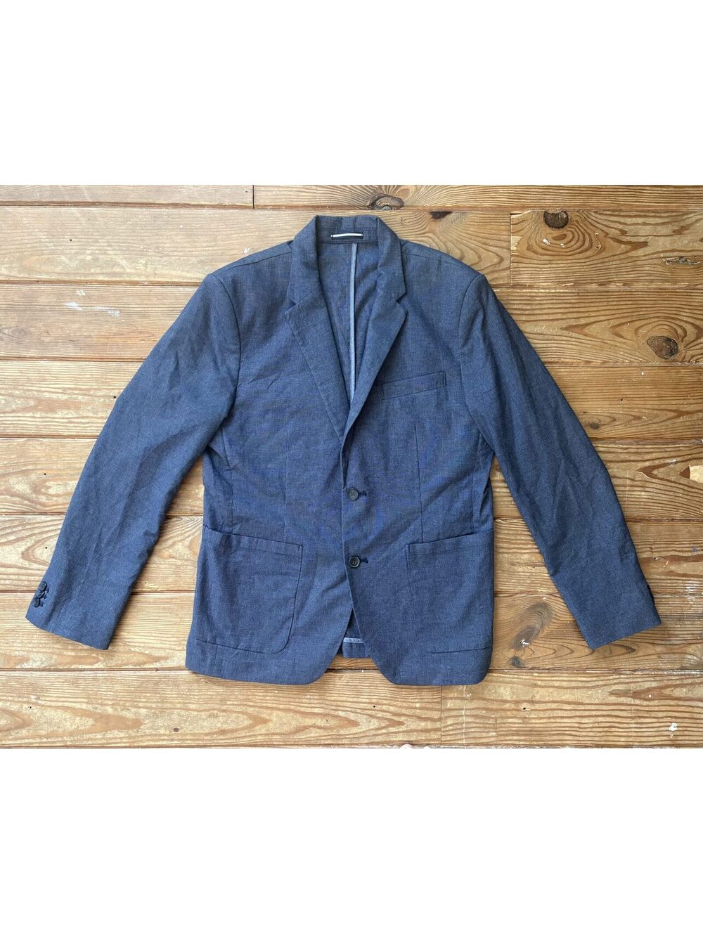 Old Navy Men’s Blazer Medium Navy Blue Cotton Stretch Two Button Sport Coat